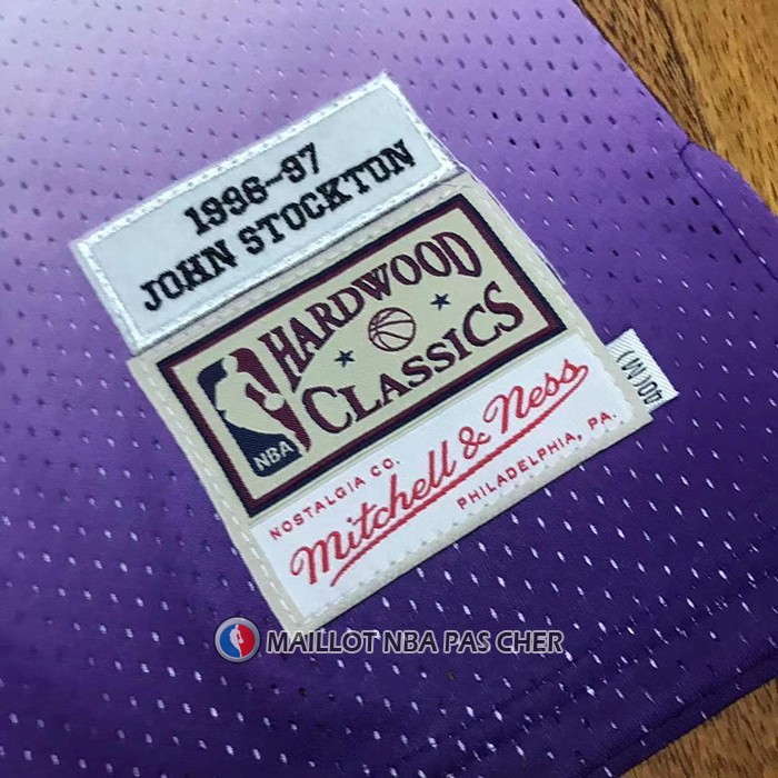 Maillot Utah Jazz John Stockton No 12 Hardwood Classics Throwback 1996-97 Volet